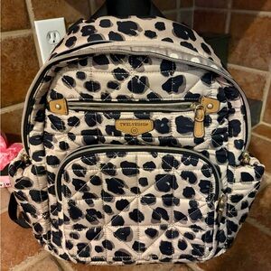 Twelve Little Black and Cream Quilted Baby Backpack